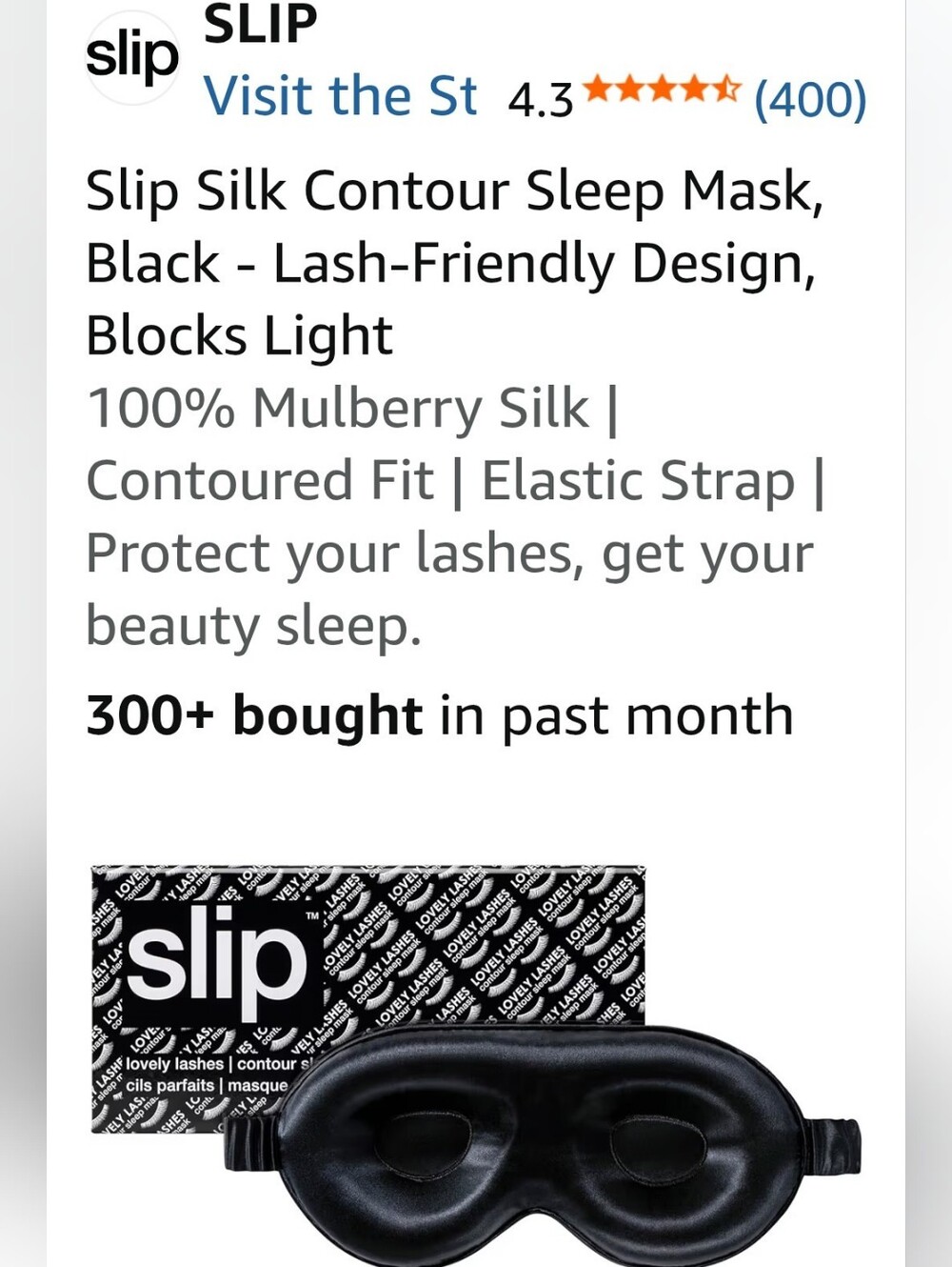 Nwt slip Black Silk Contour Sleep Mask
